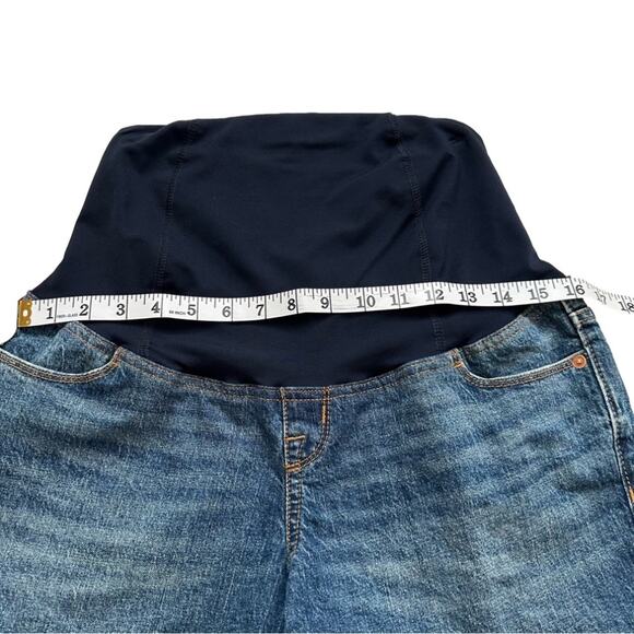Isabel Maternity Crossover Panel Stretch Denim Jean Midi Shorts Size 2 NEW - Picture 11 of 12